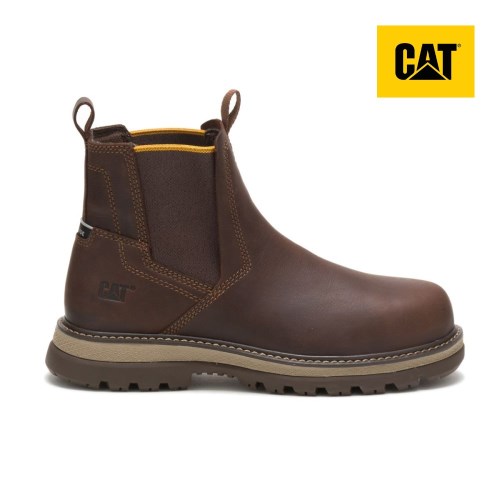 Caterpillar Fairbanks Chelsea Steel Toe Miesten Turvakengät TummanRuskea (ZMVSH)